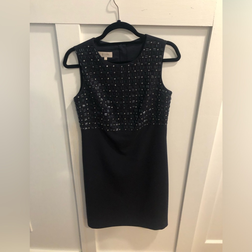 Hobbs London Navy Beaded Dress